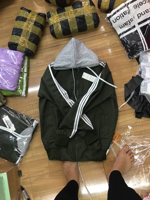 [Mã FASHIONT4WA2 giảm 10K đơn 50K] Áo khoác dù nón nỉ 3 sọc tay (có size lớn ) | BigBuy360 - bigbuy360.vn