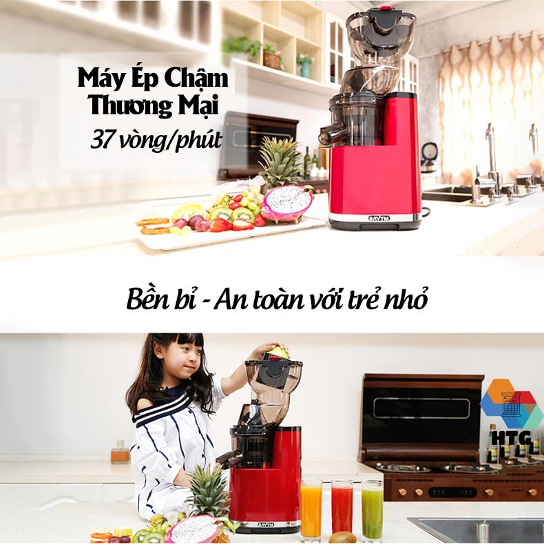 Máy ép chậm trái cây, rau củ, làm kem SAVTM JE220-08MOO công nghiệp, động cơ không chổi than, bản 250W, 37 vòng/phút