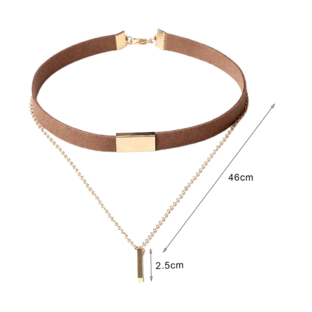 Vòng cổ choker giả da lộn nhiều lớp phong cách cổ điển dành cho nữ
