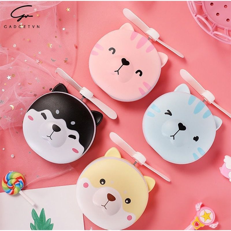 Quạt Hình Heo Cute Kèm Gương Trang Điểm Tiện Lợi