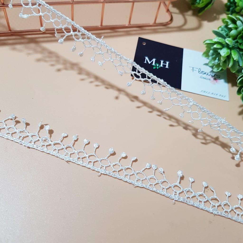 RC13 Cuộn 25 mét dây ren thêu họa tiết dùng làm ren viền may đồ và trang trí Maihoaflower