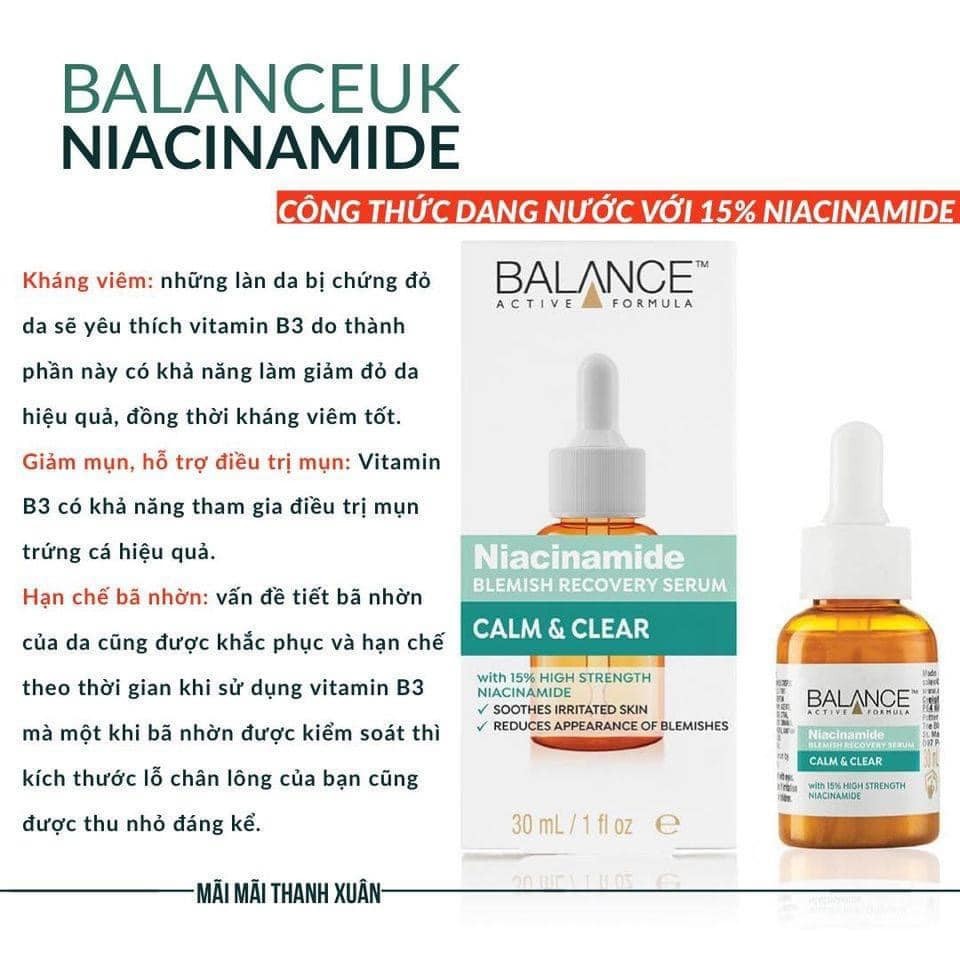 Tinh chất serum Balance Niacinamide 15% Active Formula Blemish giảm mụn 30ml