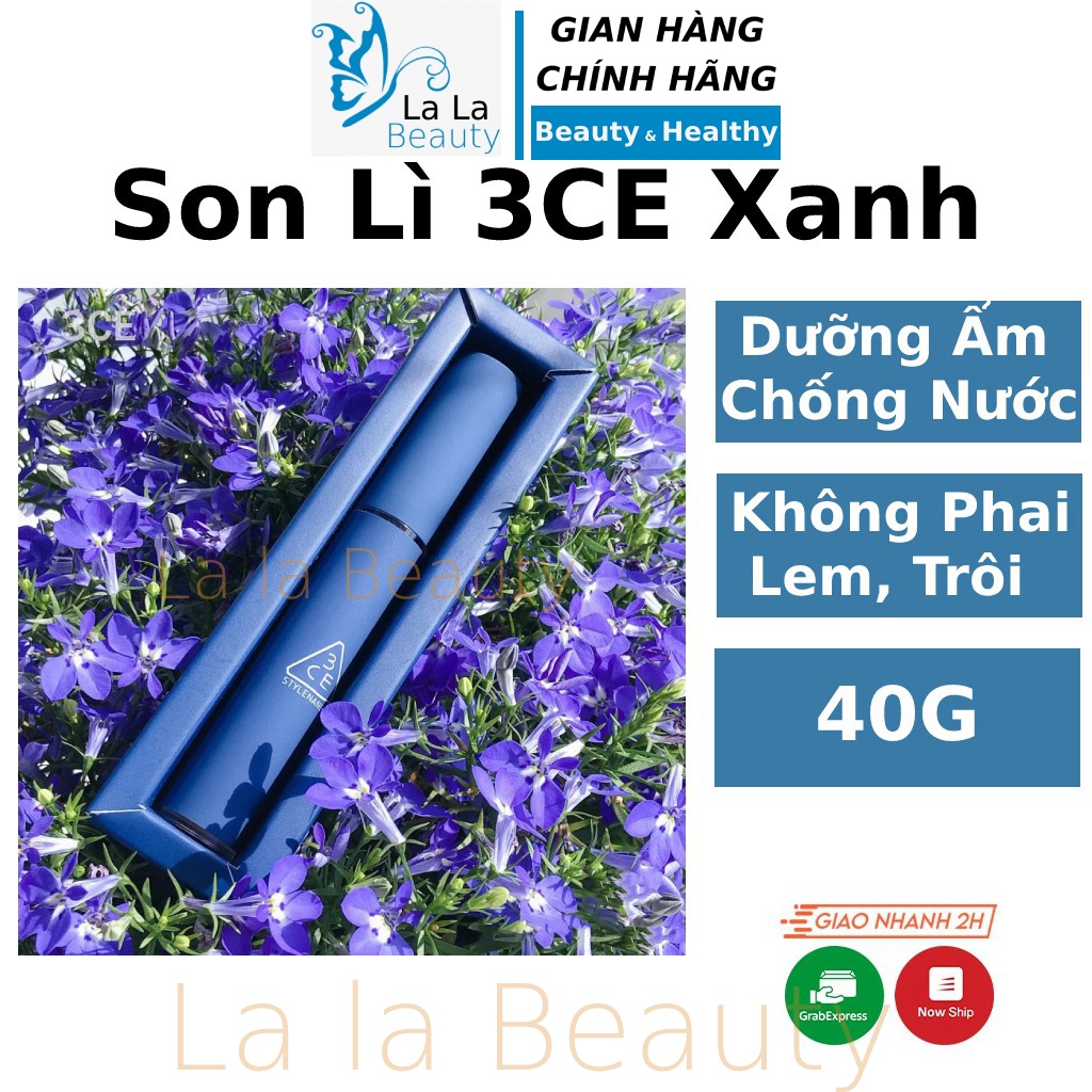 Son 3CE Xanh son môi vỏ xanh black rouge siêu lì không trôi bóng giá rẻ mẫu mới 2020 La La Cosmetic - Son môi 3CE
