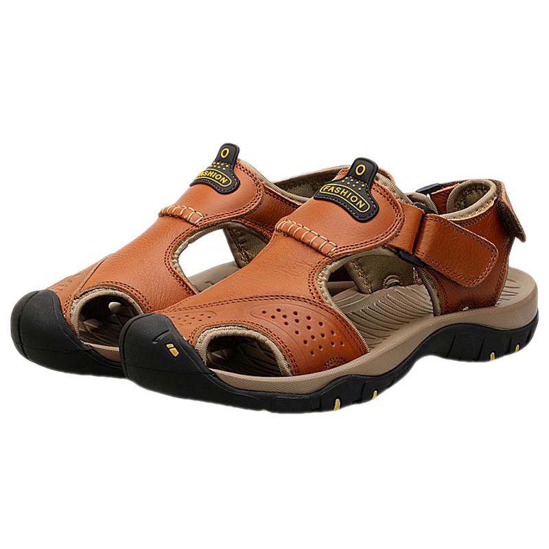 Giày Sandal Da Bò Đế Dày Thoáng Khí Phong Cách Âu Mỹ Thời Trang Cho Nam