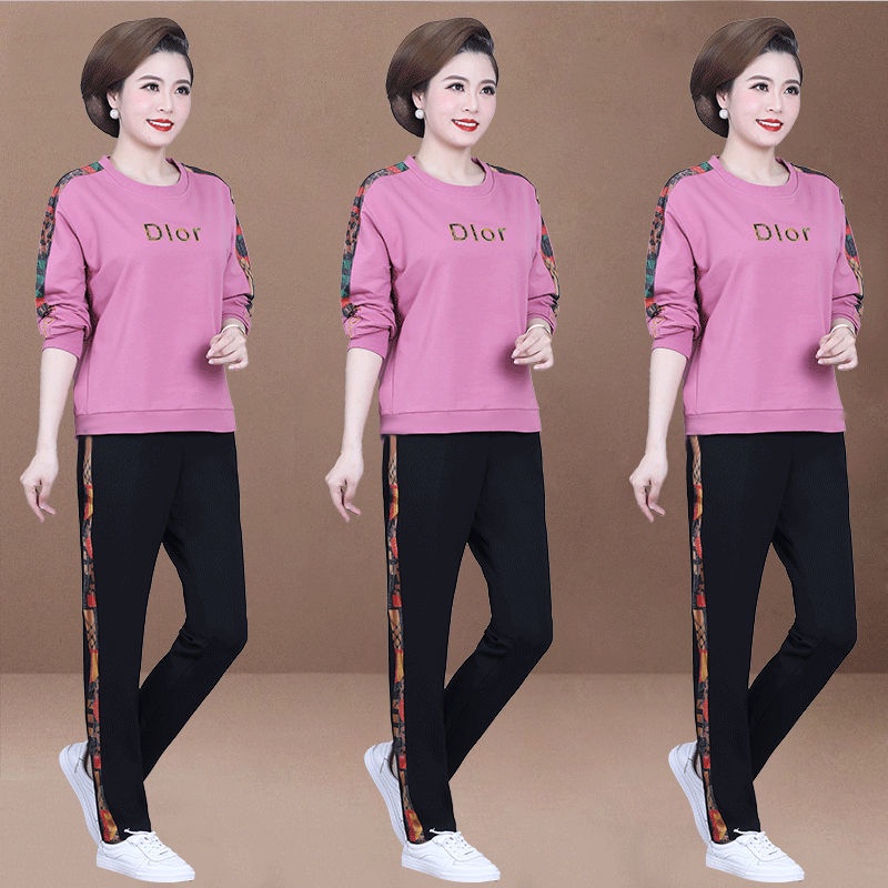 ∈Mẹ mặc đồ thể thao áo len mùa xuân và thu phù hợp với phụ nữ trung niên người già 40 tuổi 50 cộng kích thước của hai mả