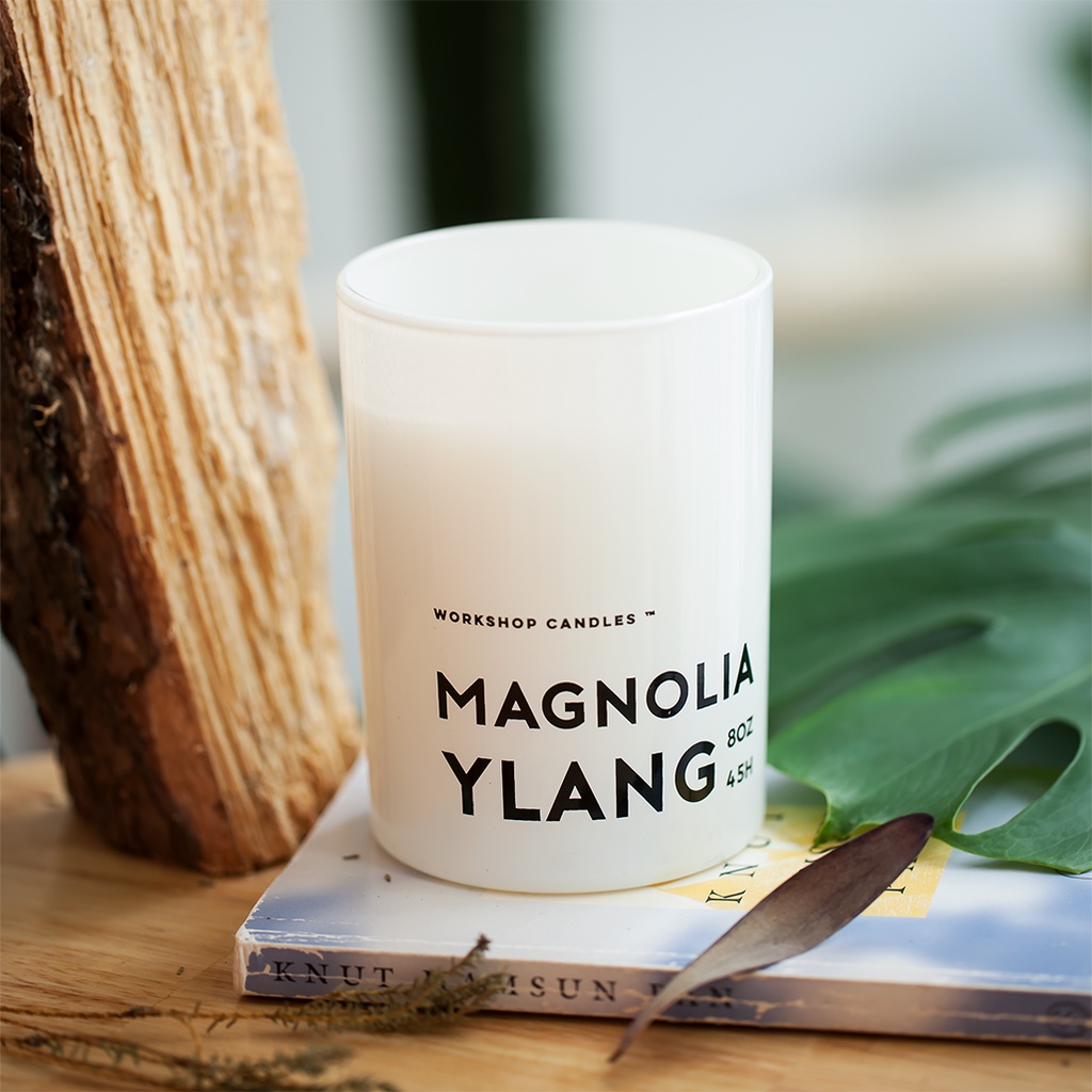 Nến thơm Magnolia Ylang Workshop Candles H&amp;H Home 8oz hương hoa ngọc lan tây nhẹ nhàng