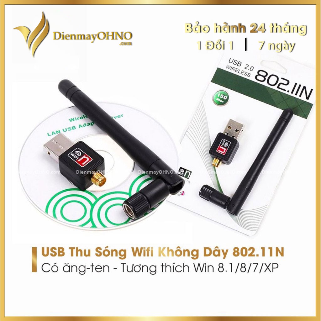 USB Thu Sóng Wifi Không Dây 802.11N Có Ăng Ten Cho Máy Tính Bộ Chuyển Đổi USB Cao Cấp - OHNO Việt Nam