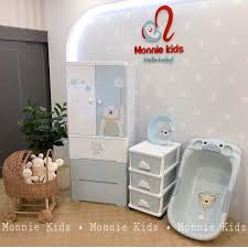 Tủ nhựa ngăn kéo MONMON mây 3 tầng 60x35x45cm, tủ đựng quần áo cho bé - Monnie Kids