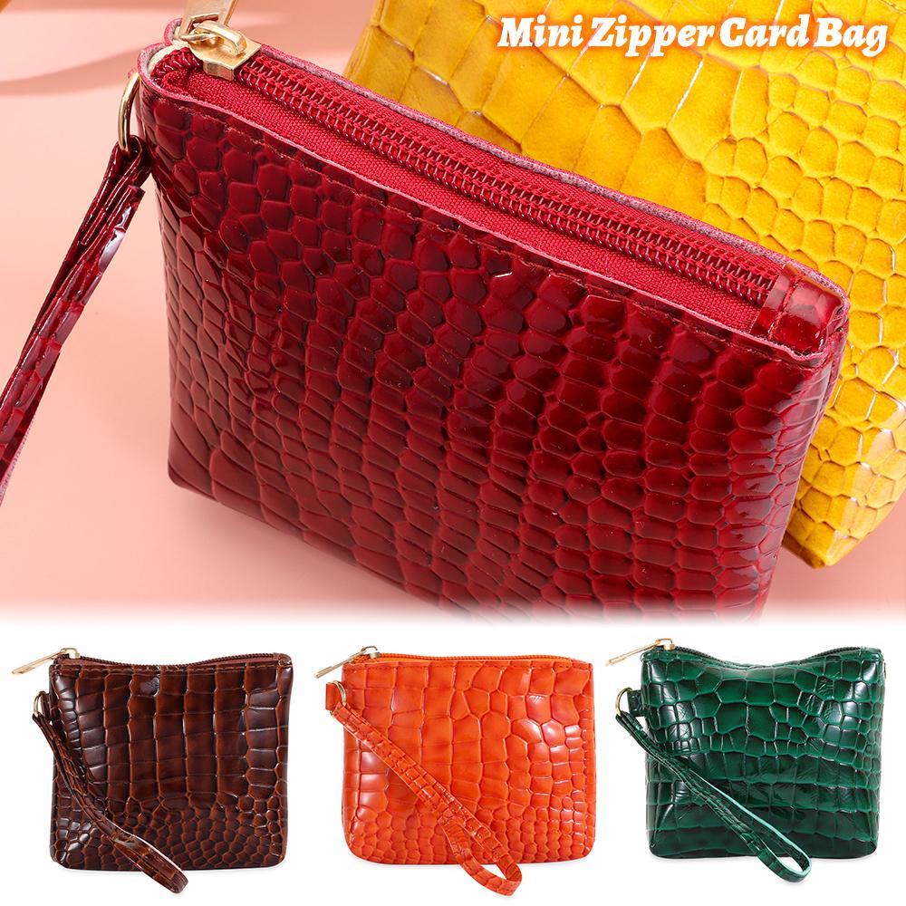 Túi Đựng Tiền Xu Vân Da Cá Sấu Phối Khóa Kéo Thời Trang Cho Nữ