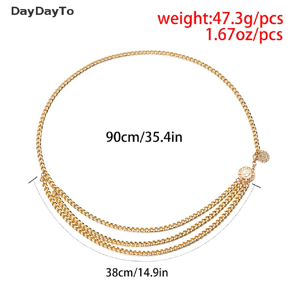 Thắt Lưng Dây Xích Kim Loại Phối Đồng Xu Cổ Điển Cho Nữ