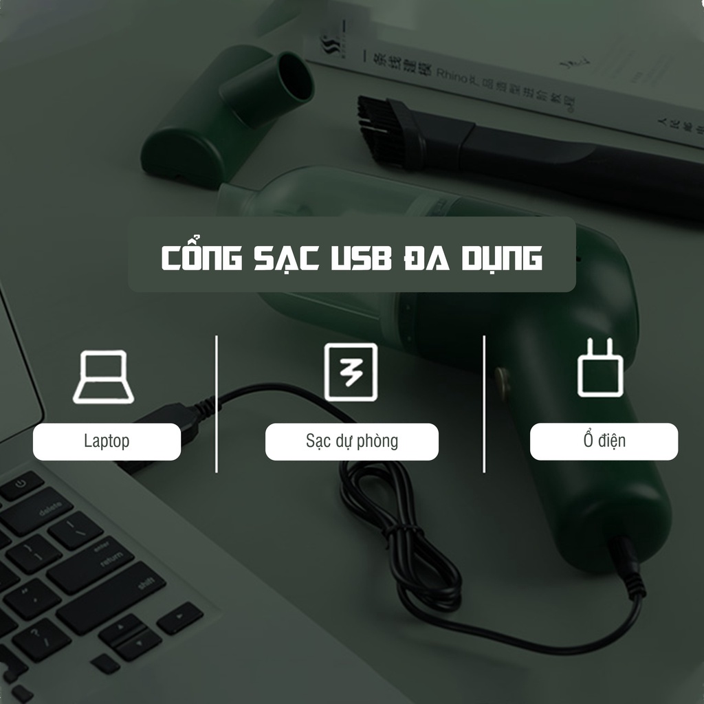 Máy Hút Bụi Không Dây NEMI Thiết Kế Nhỏ Gọn Cầm Tay Dễ Dàng Hút Bụi Oto Bàn Phím Máy Tính Dễ Dàng