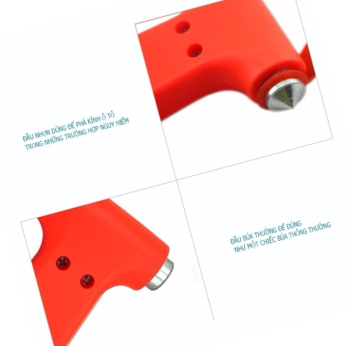 Búa Thoát Hiểm Phá Kính Nguy Cấp Ô Tô K102 - Có Dao Cắt Dây An Toàn Xe Hơi