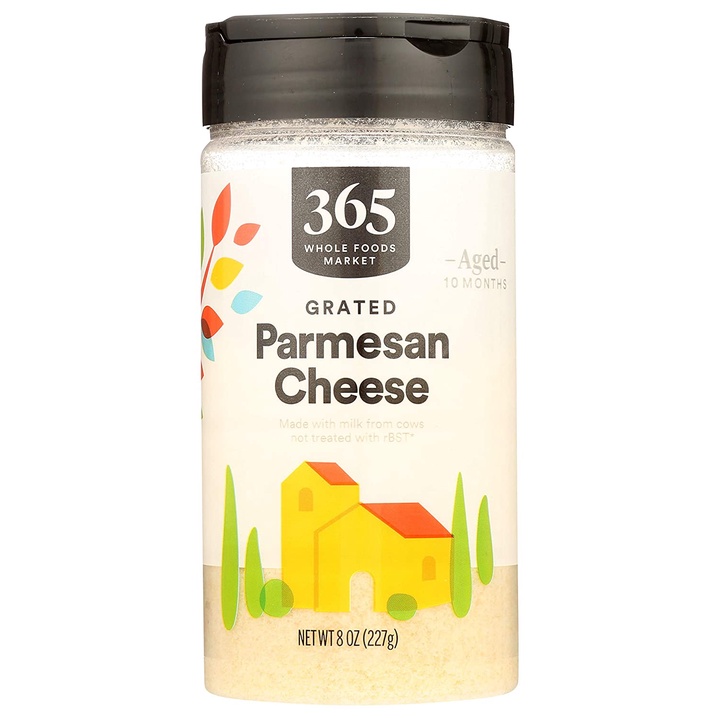 BỘT PHÔ MAI PARMESAN RẮC 365 by Whole Foods Market, Cheese Grated, Aged 10 months, 227g (8oz)