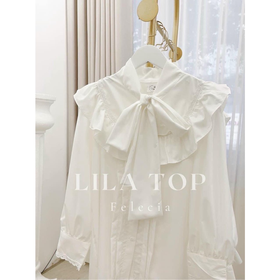 [ẢNH THẬT] - Áo sơ mi trắng tiểu thư ulzzang cổ nơ viền ren - SM35 - jannahouse
