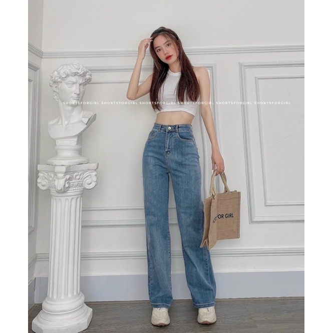 [Mẫu HOT ]Quần jean ống rộng NÂU TÂY cạp cao vintage , quần bò cullotess cạp cao chất Jean Quảng Châu siêu đẹp