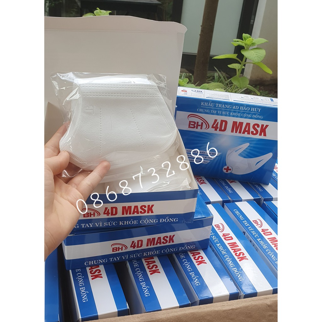 Khẩu Trang 4D Mask Bảo Huy Công Nghệ Nhật Bản Chống Giọt Bắn, Khói Bụi Hộp 50 cái