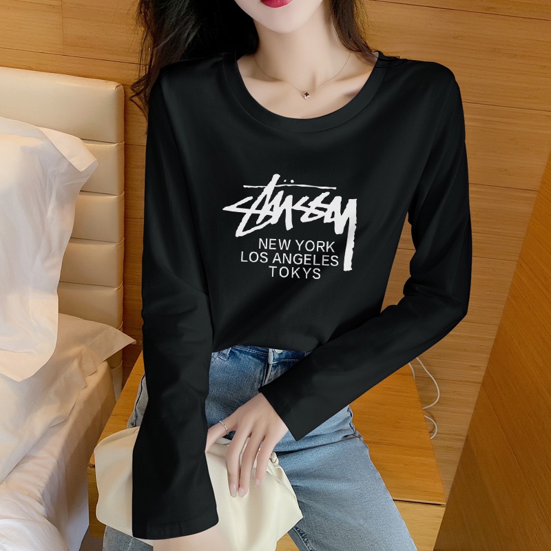 NRVP Áo Thun Nữ Tay Dài 100% Cotton Thời Trang Hàn Quốc