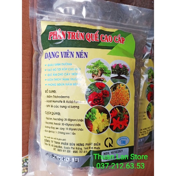 Gói 1kg Phân Trùn Quế Dạng Nén Viên