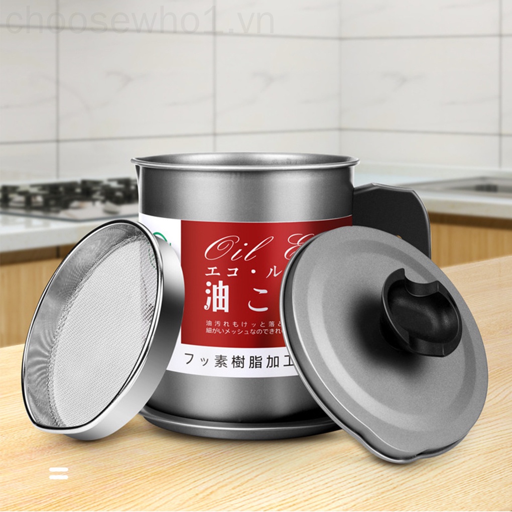Bình Lọc Dầu Bằng Thép Không Gỉ Dung Tích Lớn Có Nắp Đậy Tiện Dụng Cho Nhà Bếp 1