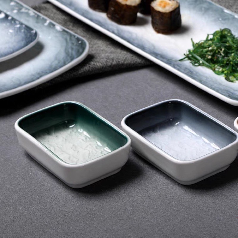 Chén sứ đựng gia vị Vân Đá Chữ Nhật, bát nước chấm