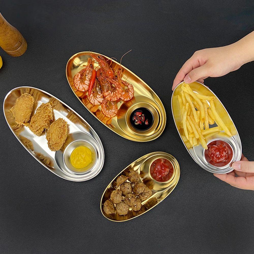 Đĩa Đựng Thức Ăn Chia Ngăn Bằng Thép Không Gỉ 304