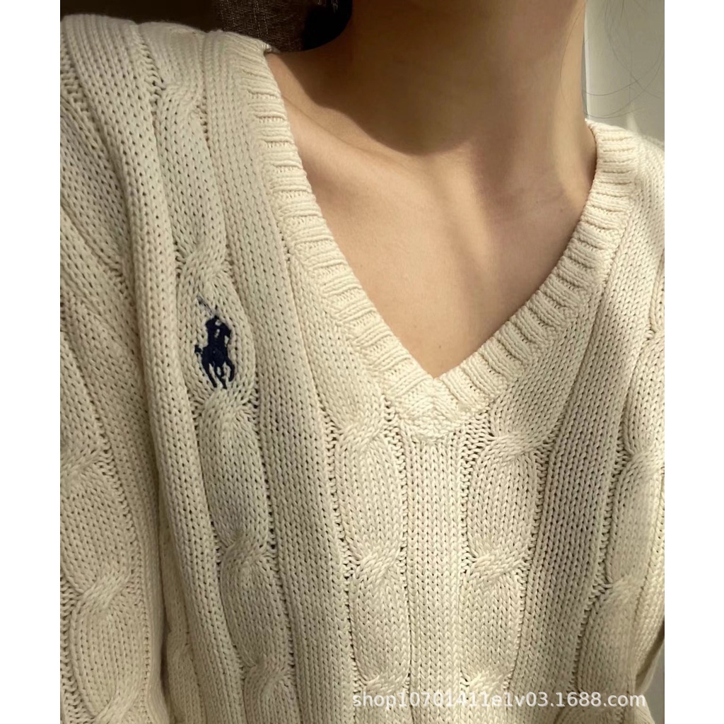 IGGI RALPH LAUREN American V-neck sweater classic embroidered small horse label pullover base top sweater 22 New