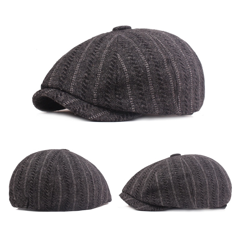Peaky Blinders Hat Flat Cap Herringbone Tweed Wool Baker Hat