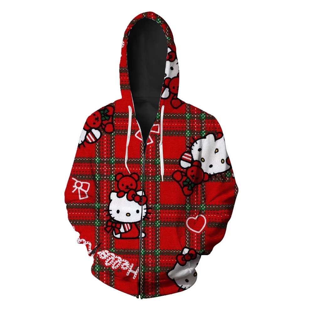 Áo Sweater Chui Đầu Tay Dài Dáng Rộng In Hoạt Hình Hello Kitty Nhiều Màu Dễ Thương Thời Trang Cho Bạn Gái Y2k