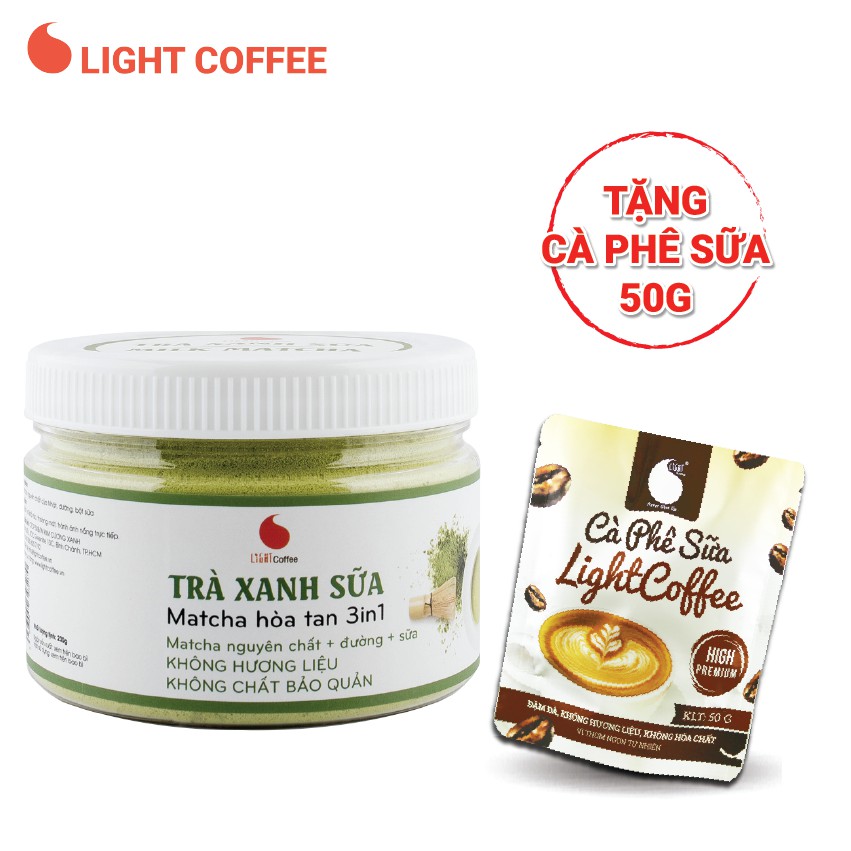 Bột trà xanh sữa, matcha chính hãng Nhật Bản, thơm ngon, tiện lợi Light Coffee - Hũ 230g