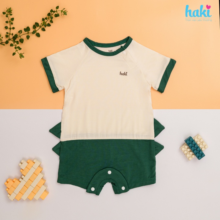 Bộ body đùi cộc tay phối màu chất liệu Bamboo (vải sợi tre) cao cấp siêu mềm mịn cho bé Haki BB047