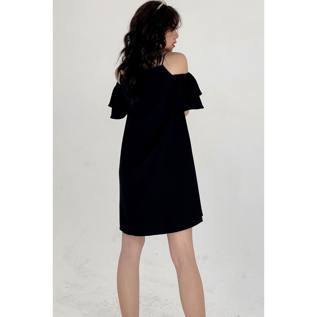 Đầm váy nữ công sở 92WEAR màu vàng, đủ size, 2 dây tay xòe 2 tầng DXW0313 | BigBuy360 - bigbuy360.vn