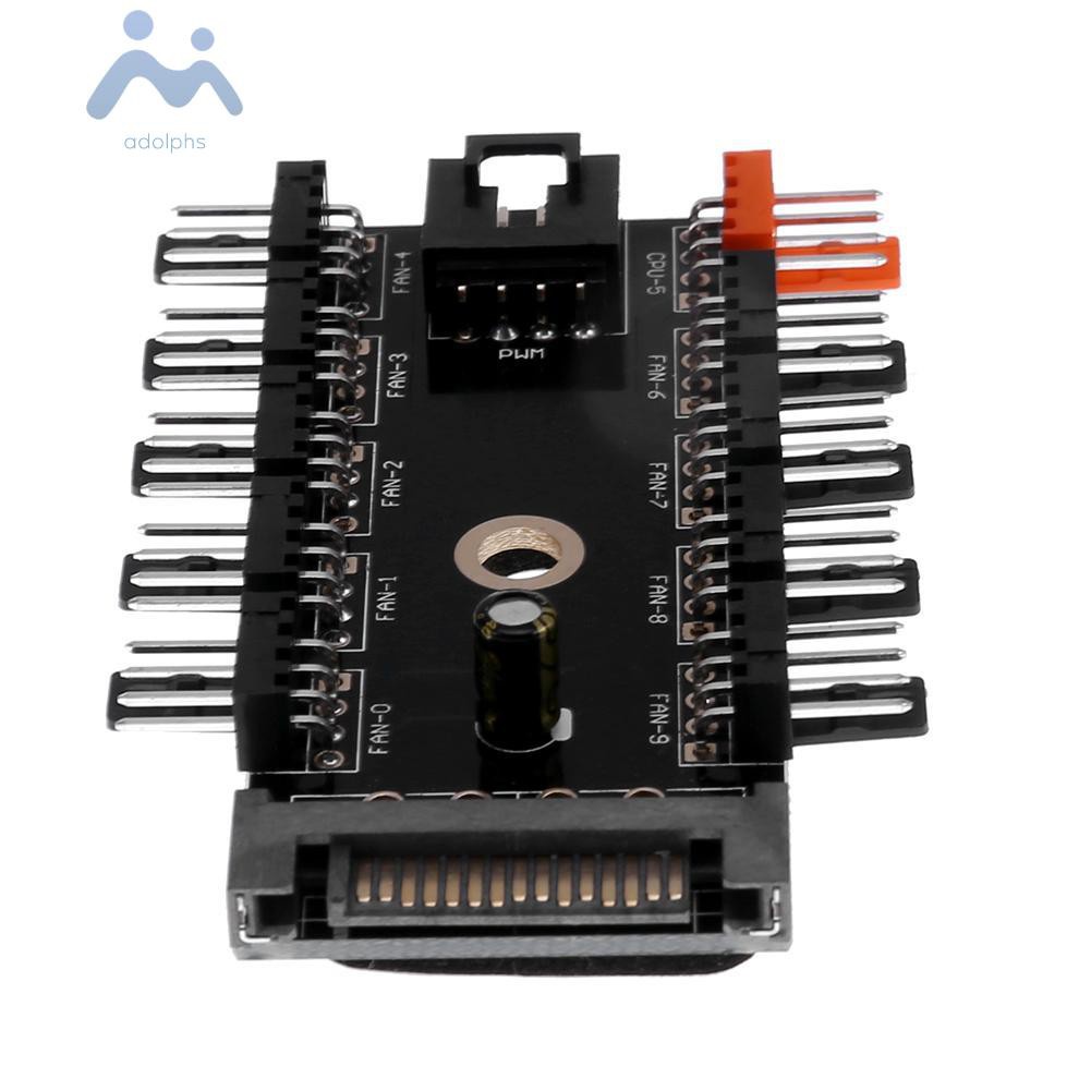 adolphs SATA Port Powered 11 Way 4pin Cooling Fan Power Cable Extender Hub for PC