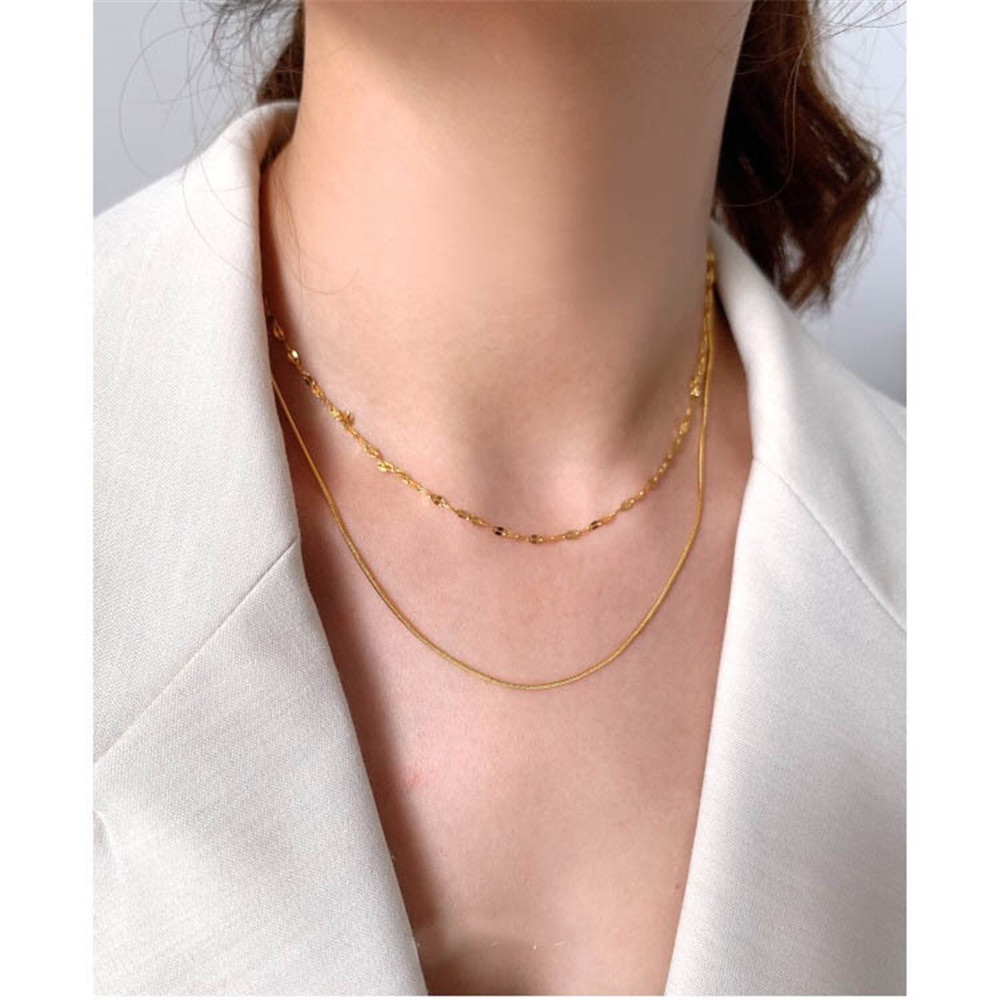 Vòng cổ màu vàng hồng thiết kế đơn giản thời trang cho nữ