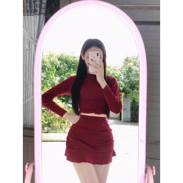 set chân váy áo croptop ôm body