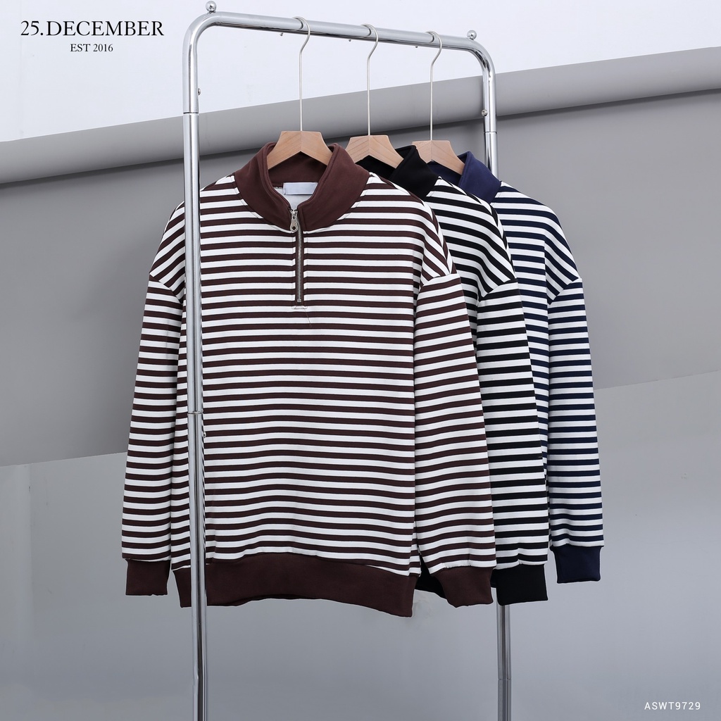 Áo Sweater kẻ ngang chất nỉ dầy đẹp - 25.December mã ASWT9729