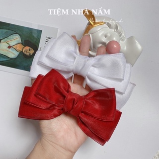 🎀 KẸP TÓC NƠ SATIN PHỐI VOAN HÀN QUỐC - [ Nhà Nấm handmade]