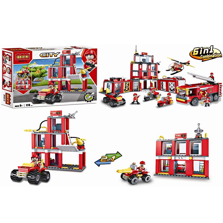 Trò chơi lego lắp ghép mô hình xe cứu hoả 178 chi tiế có sách hướng dẫn giúp bé chơi dễ dàng hơn