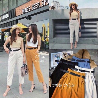QUẦN BAGGY QUẦN TÂY CÔNG SỞ MIX ĐAI DA, CHANH SẢ, CẦU KỲ, KIỂU CÁCH, NỮ TÍNH