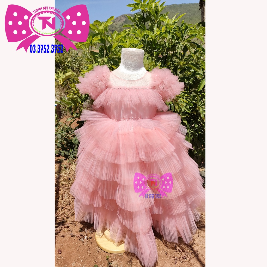 Váy bé gái xếp ly hồng cute - Váy Công Chúa TN233001A