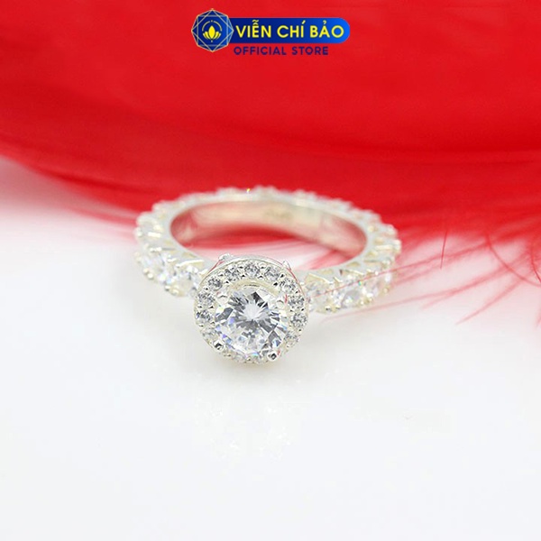 Nhẫn bạc nữ thời trang đính đá trắng bạc S925 thời trang phụ kiện trang sức nữ trẻ trung Viễn Chí Bảo N400130x