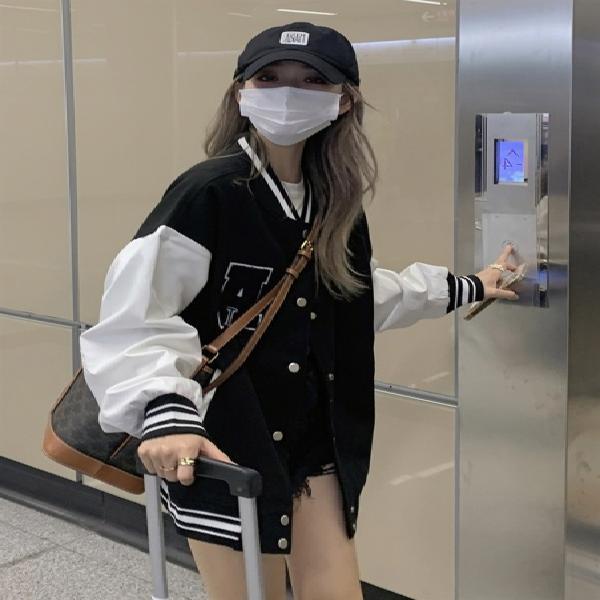 COZOK Áo khoác bóng chày nữ màu sắc retro