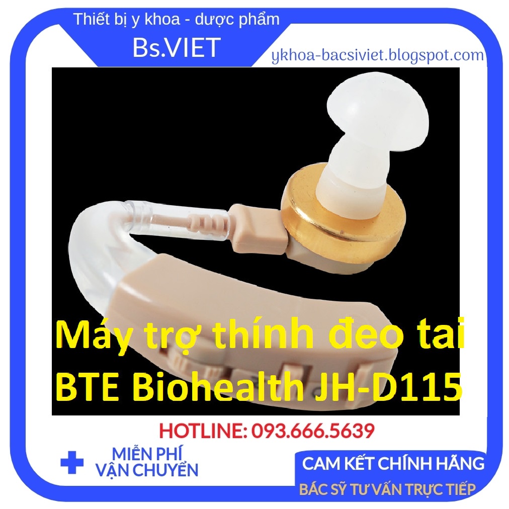 MÁY TRỢ THÍNH không dây Biohealth JH-115 - Máy điếc, Tai nghe trợ thính cho người già nghe kém chính hãng,bảo hành 1 năm