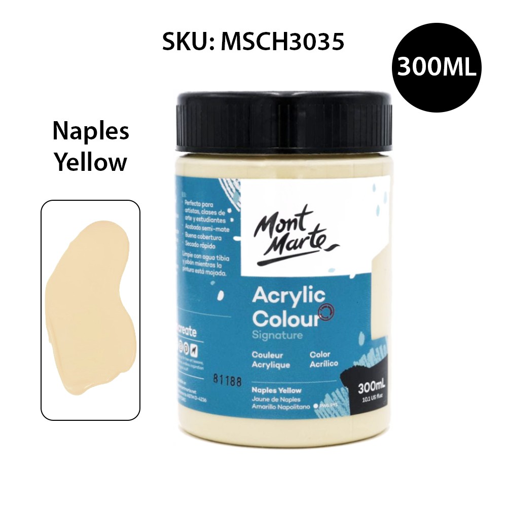 Màu Acrylic Mont Marte 300ml - Naples Yellow - Acrylic Colour Paint Signature 300ml (10.1oz) - MSCH3035