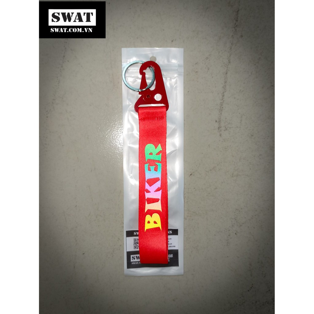 Móc khóa 7 màu SWAT cao cấp ( đầu sắt - dây satin in daacan 7 màu)