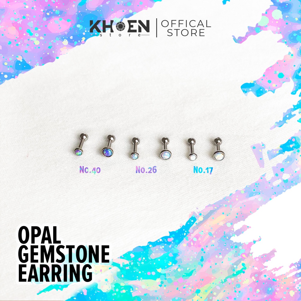 (1 Chiếc) Khuyên Đá Opal 3mm và 4mm nhiều màu- Khoen Store