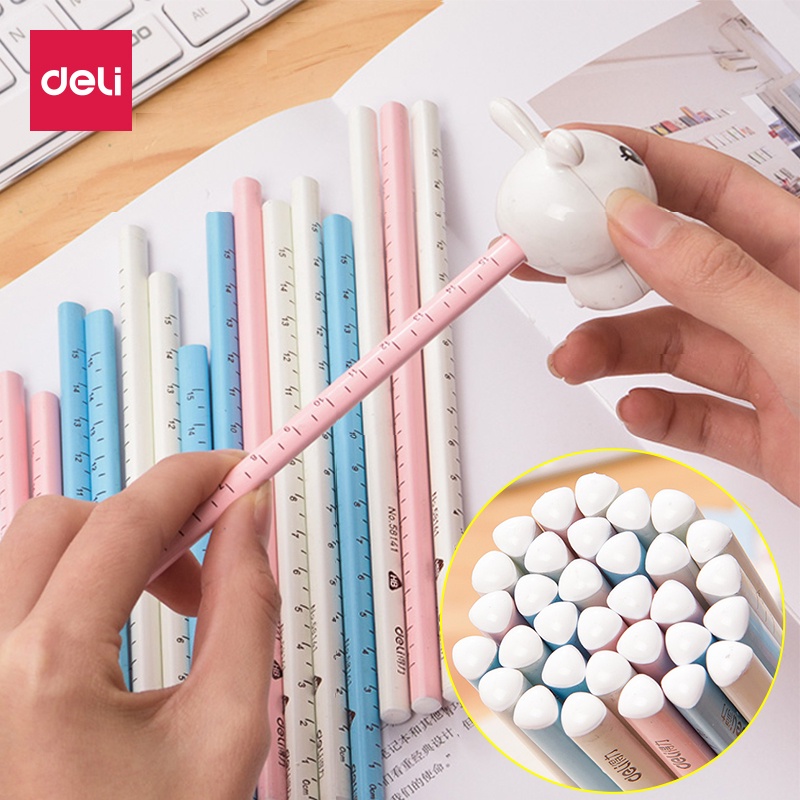 Bút Chì Gỗ Hình Tam Giác Deli 2B Kèm Thước Đo Tiện Dụng Cho Học Sinh