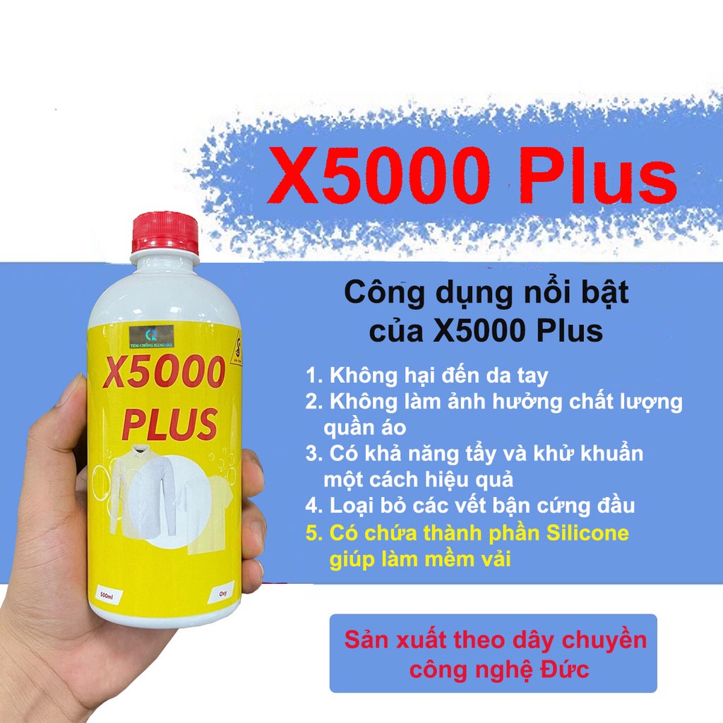 Thuốc tẩy, nước tẩy trắng, tẩy mốc, vết ố quần áo, chăn ga... - Tẩy trắng quần áo X5000