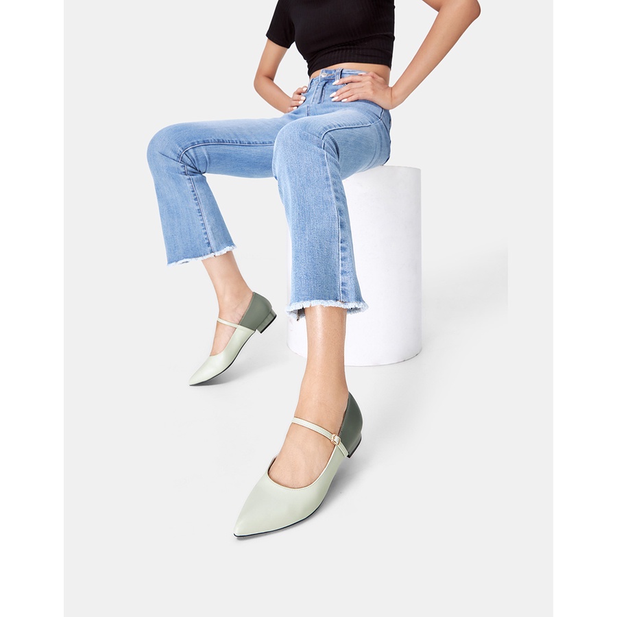 Giày Búp Bê 3cm Thời Trang JUNO Mũi Nhọn Quai Ngang BB03091