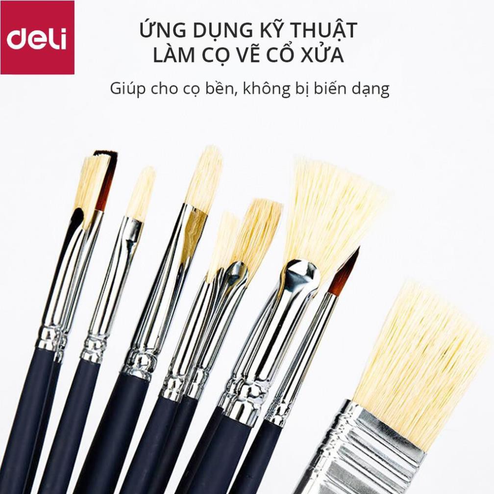 Bộ cọ vẽ chuyên nghiệp Deli - cọ lông động vật -cán màu xanh -10 dụng cụ - 73884 [Deli]