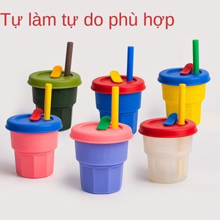 Ly Uống Nước Bằng Silicon Không Vỡ Có Ống Hút Phong Cách Hàn Quốc Dễ Thương
